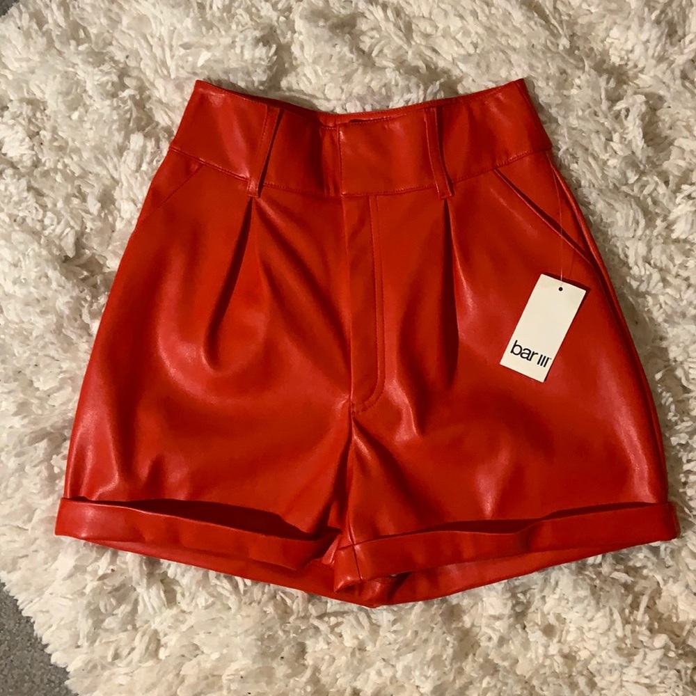 Bar lll Super high wasted red faux leather shorts